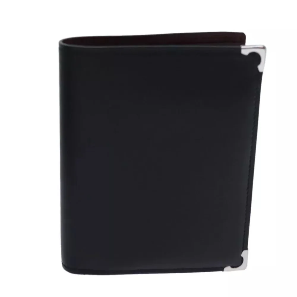 CARTIER Card Case Leather Black Auth